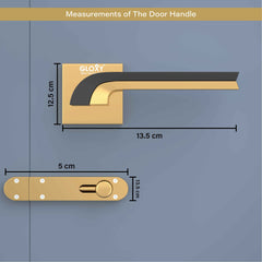 GLOXY Brass Door Lock for Balcony Store Room Door Lock, Mortise Keyless Handle Set with Brass Baby Latch for Home,Office,Hotel | Gold & Black Finish (2 Years Warranty, Pack of 1)