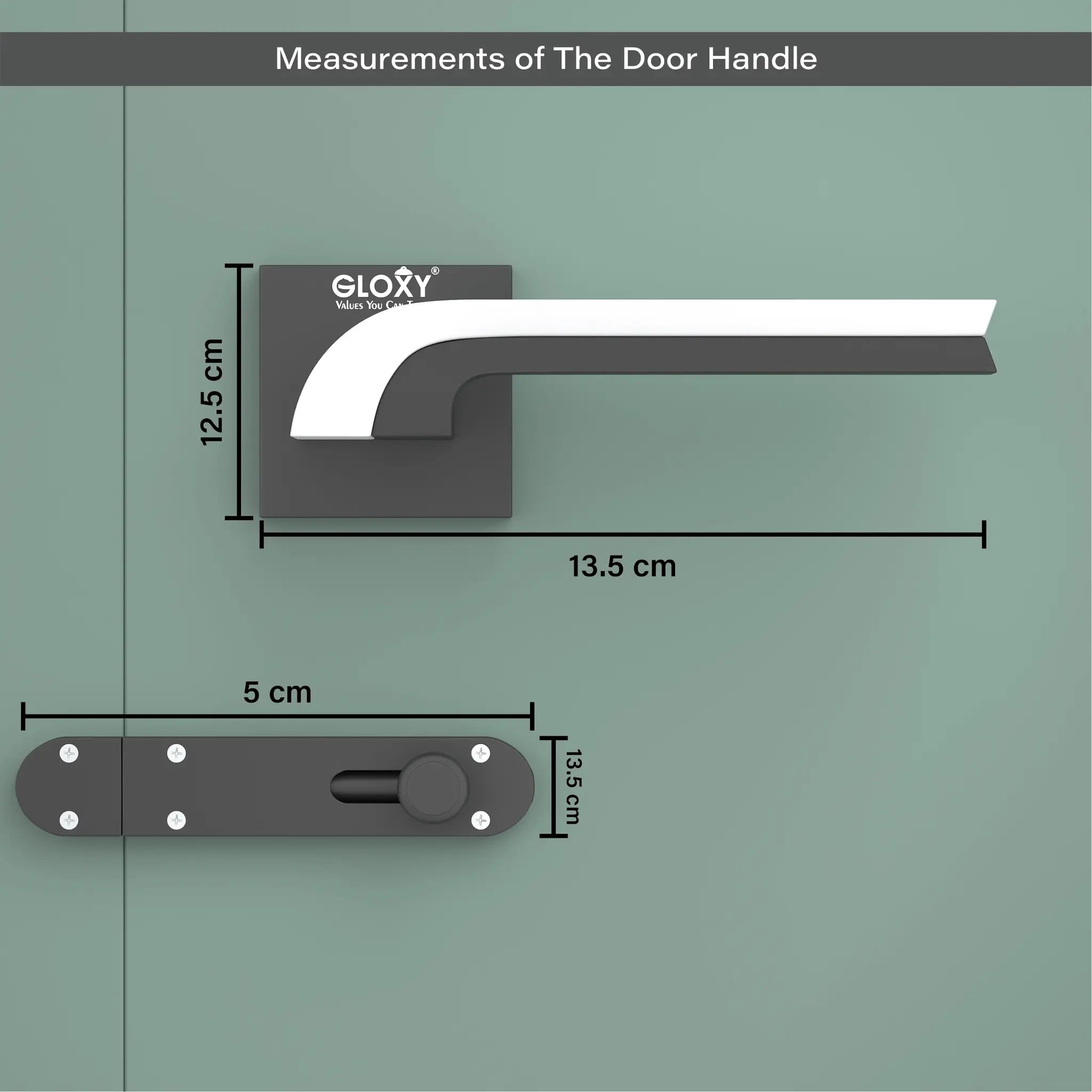 Gloxy Laxon Series Black Finish Mortise Bathroom Door Latch Lock With Handle