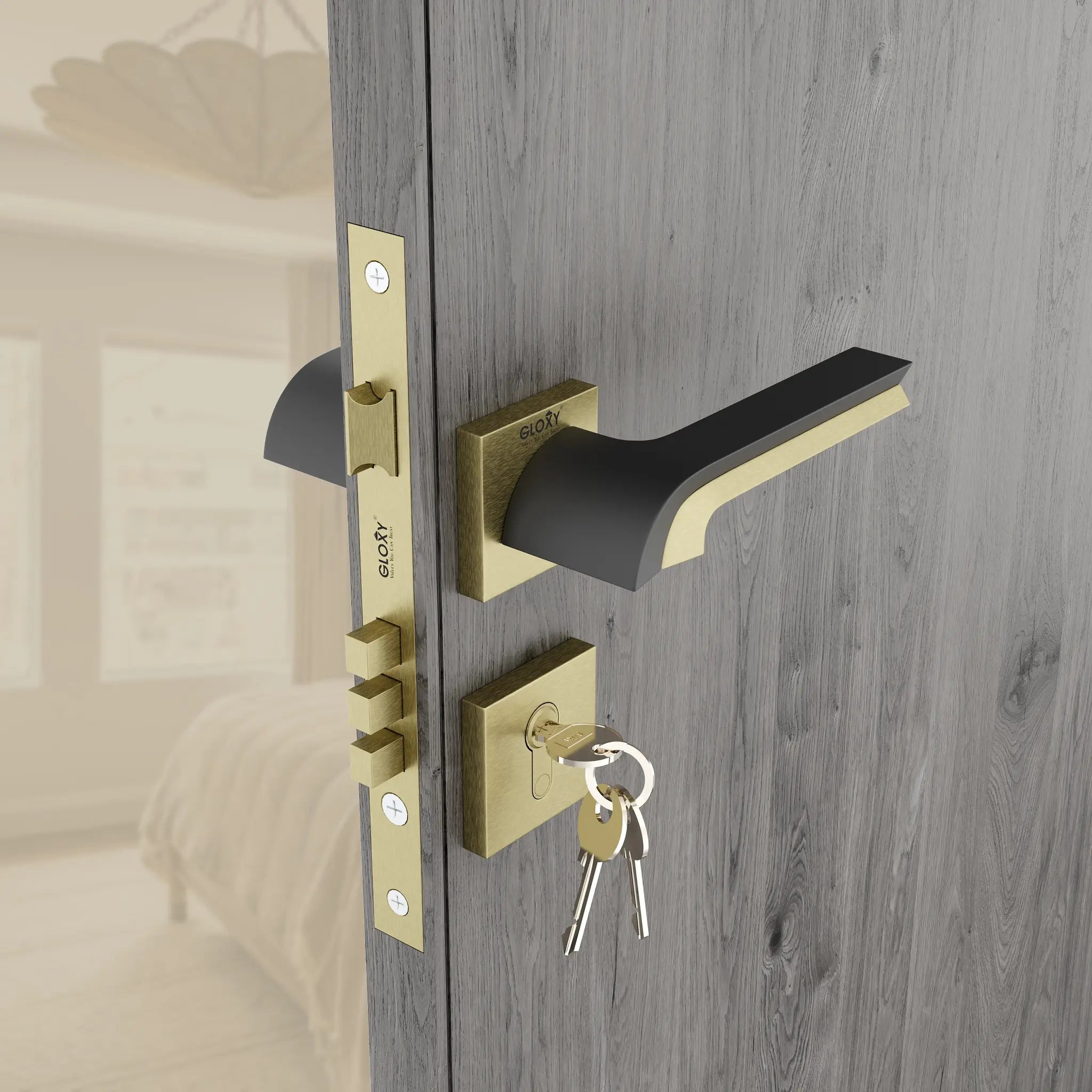 Gloxy Laxon Series Antique Finish Mortise Main Door key Lock With Handle