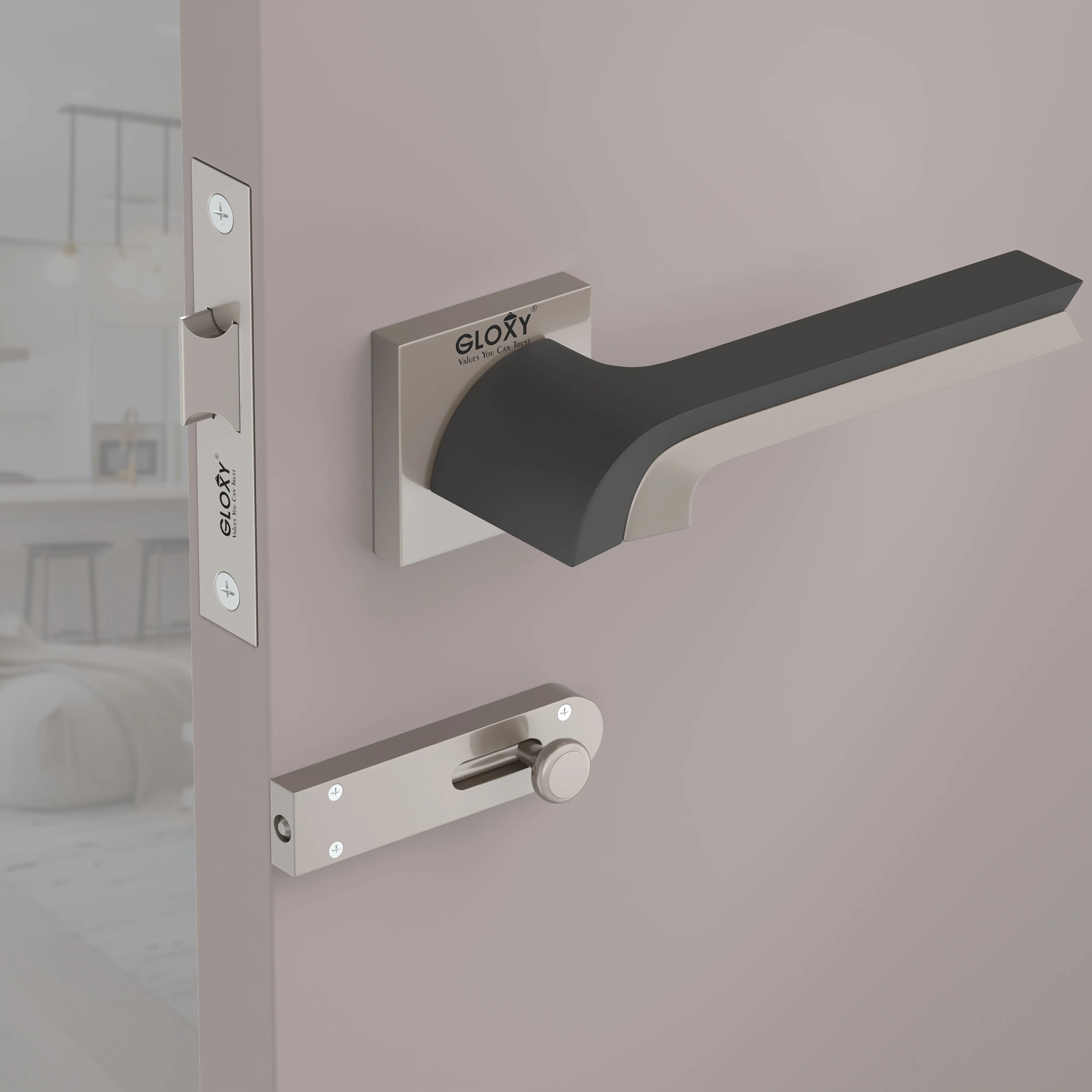 Gloxy Brass Door Lock for Bathroom, Balcony, Home – Keyless Mortise ...