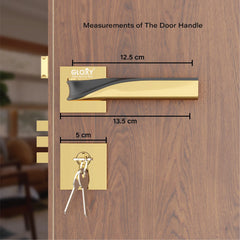 Mortise Door Handles Main Door Lock Handles Set with 3 Keys for Safety of Home | Bedroom, Office, Hotel, Home(Rose Gold)-by GLOXY®