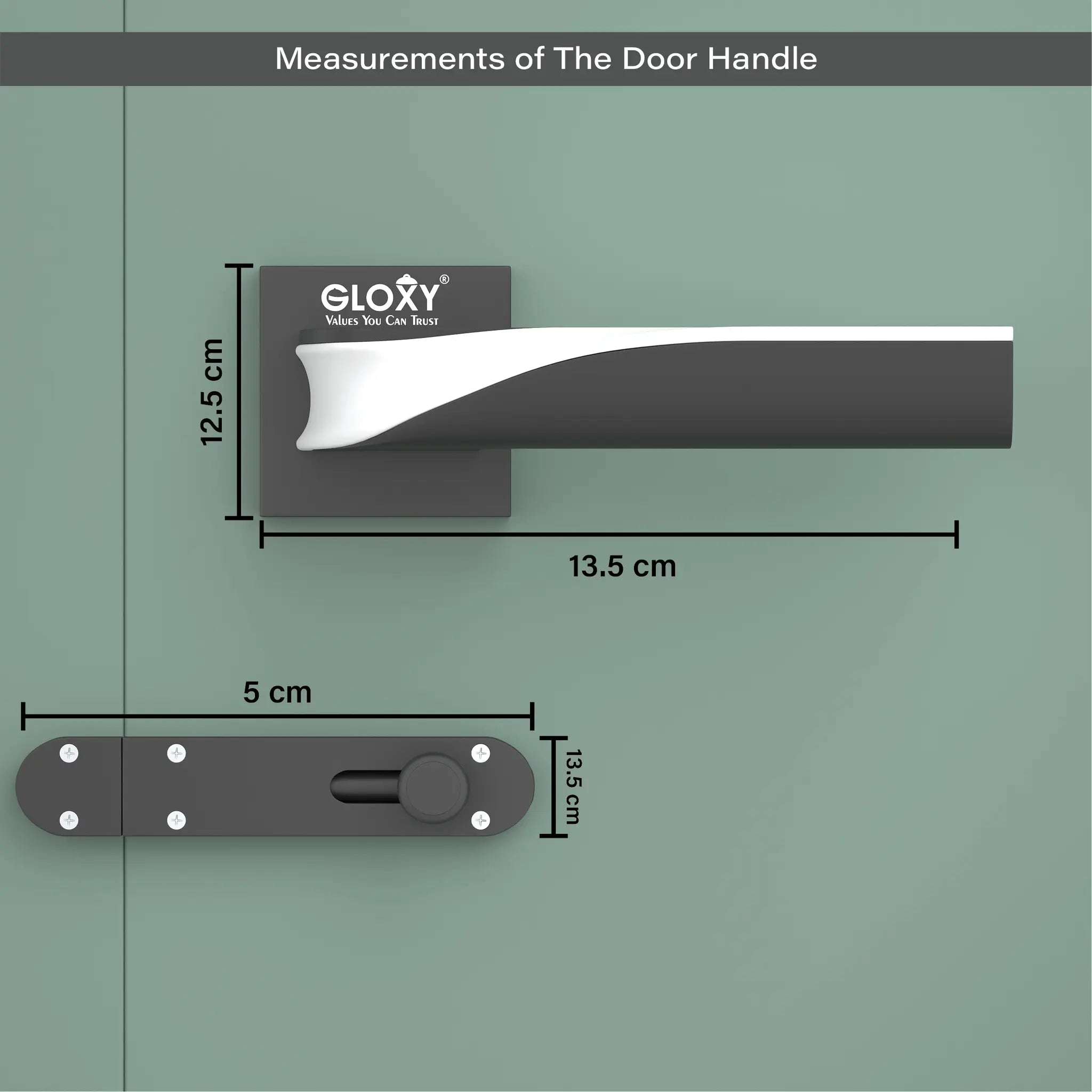 Gloxy Morza Series Black Finish Mortise Bathroom Door Latch Lock With Handle
