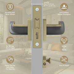 GLOXY Brass Door Lock for Balcony Store Room Door Lock, Mortise Keyless Handle Set with Brass Baby Latch for Home,Office,Hotel | Antique & Black Finish (2 Years Warranty, Pack of 1)