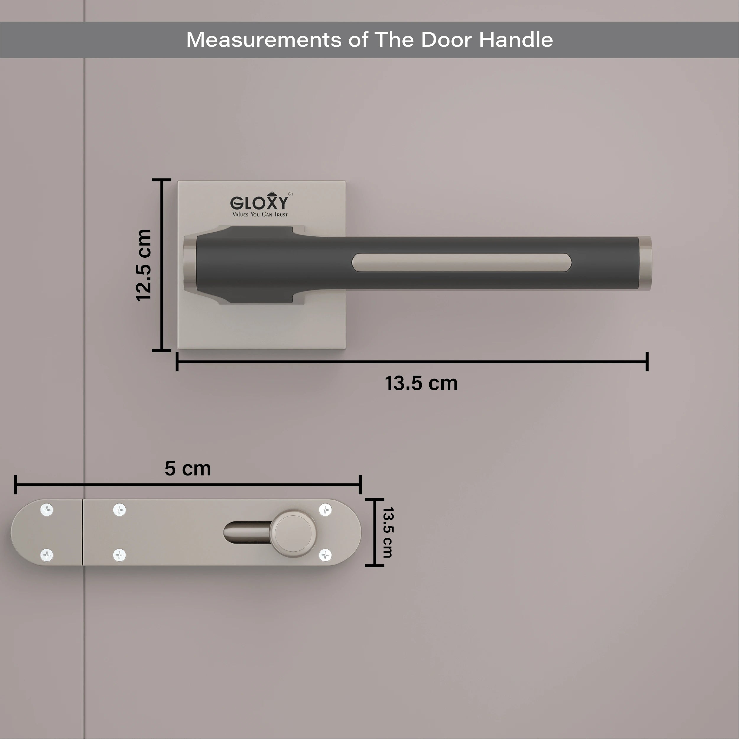 Gloxy Orbix Series Satin Chrome Finish Mortise Bathroom Door Latch Lock With Handle
