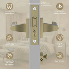 GLOXY Brass Door Lock for Balcony Store Room Door Lock, Mortise Keyless Handle Set with Brass Baby Latch for Home,Office,Hotel | Antique & Black Finish (2 Years Warranty, Pack of 1)
