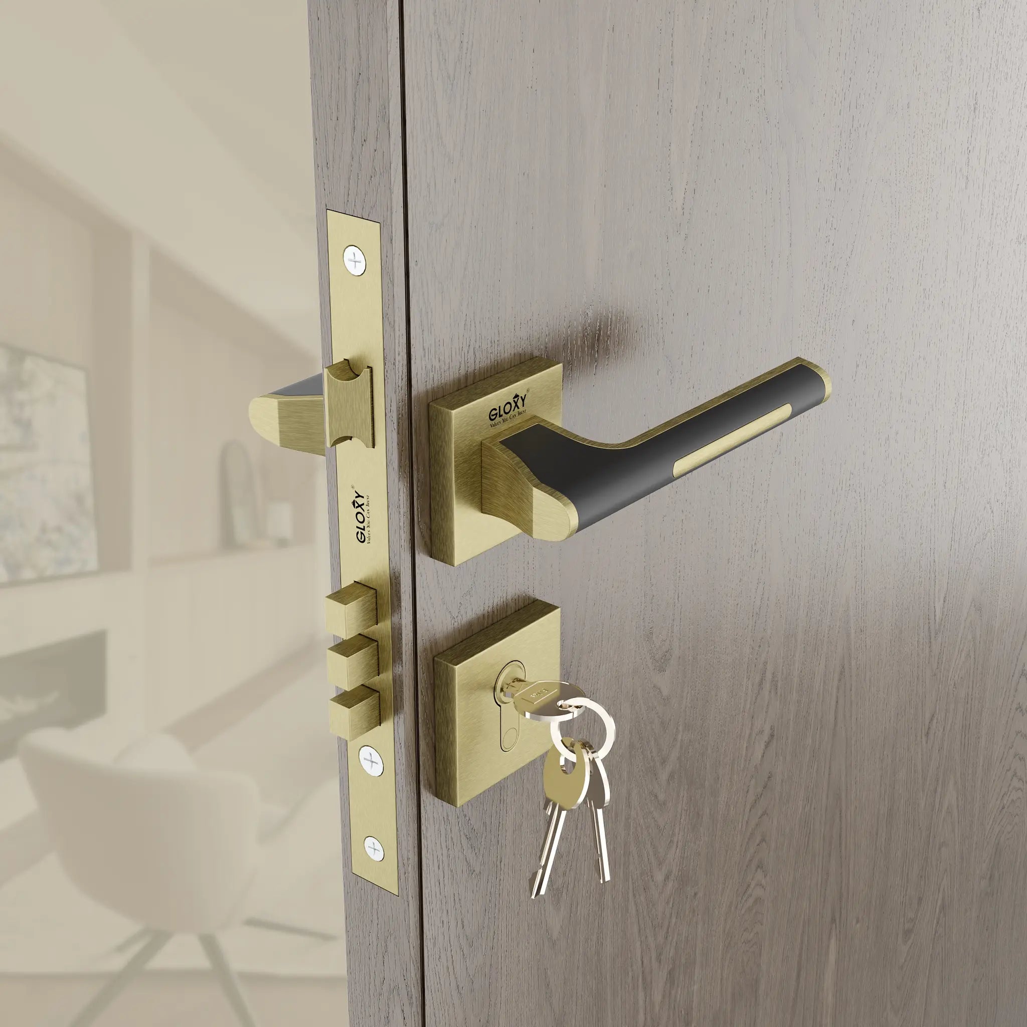 Gloxy Orbix Series Antique Finish Mortise Main Door key Lock With Handle