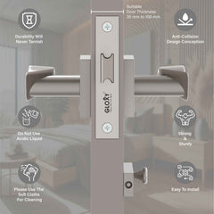 GLOXY Brass Door Lock for Balcony Store Room Door Lock, Mortise Keyless Handle Set with Brass Baby Latch for Home,Office,Hotel | Satin Chrome Finish (2 Years Warranty, Pack of 1)