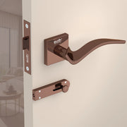 Gloxy Ronik Series Rose Gold Finish Mortise Bathroom Door Latch Lock With Handle