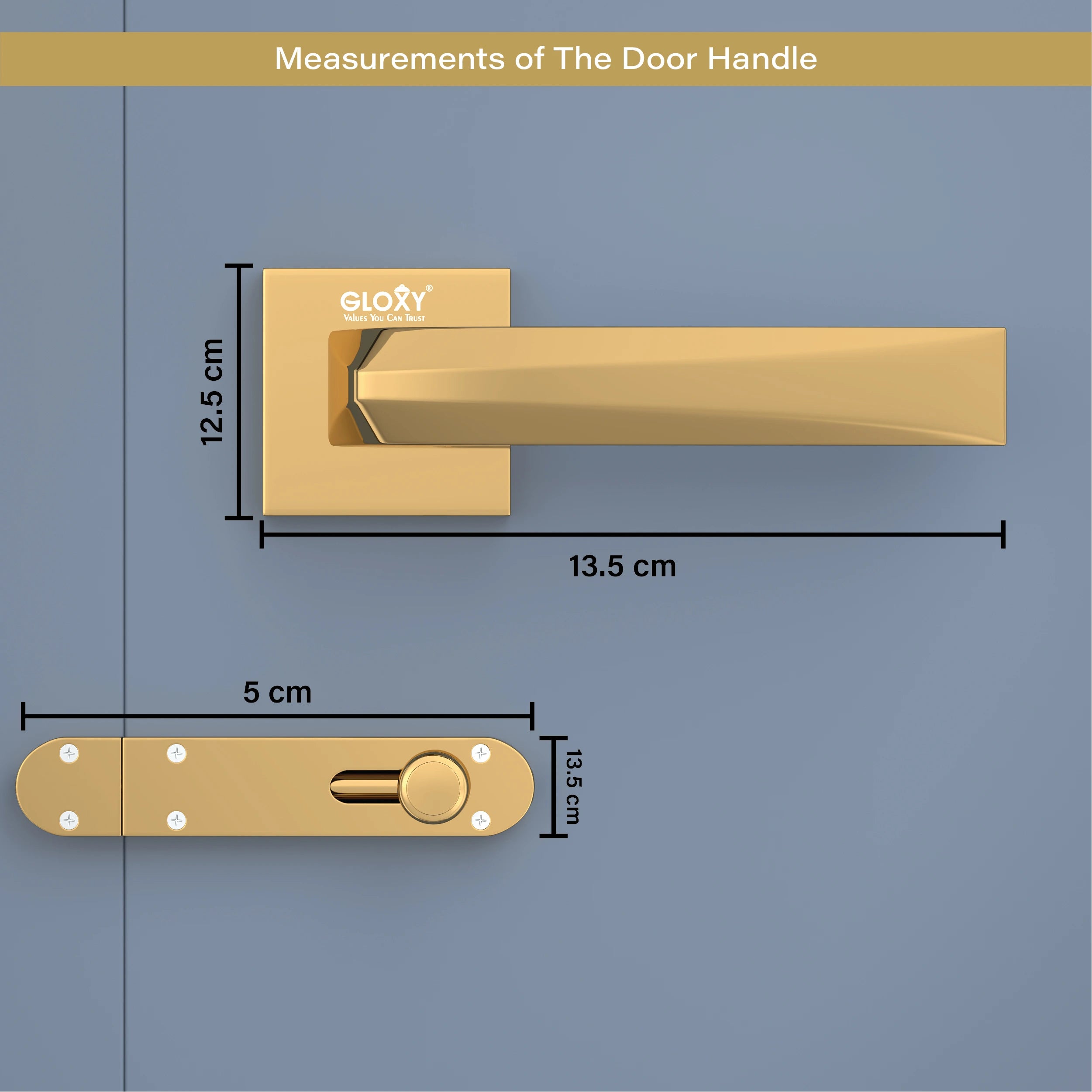 Gloxy Venlo Series Gold Finish Mortise Bathroom Door Latch Lock With Handle