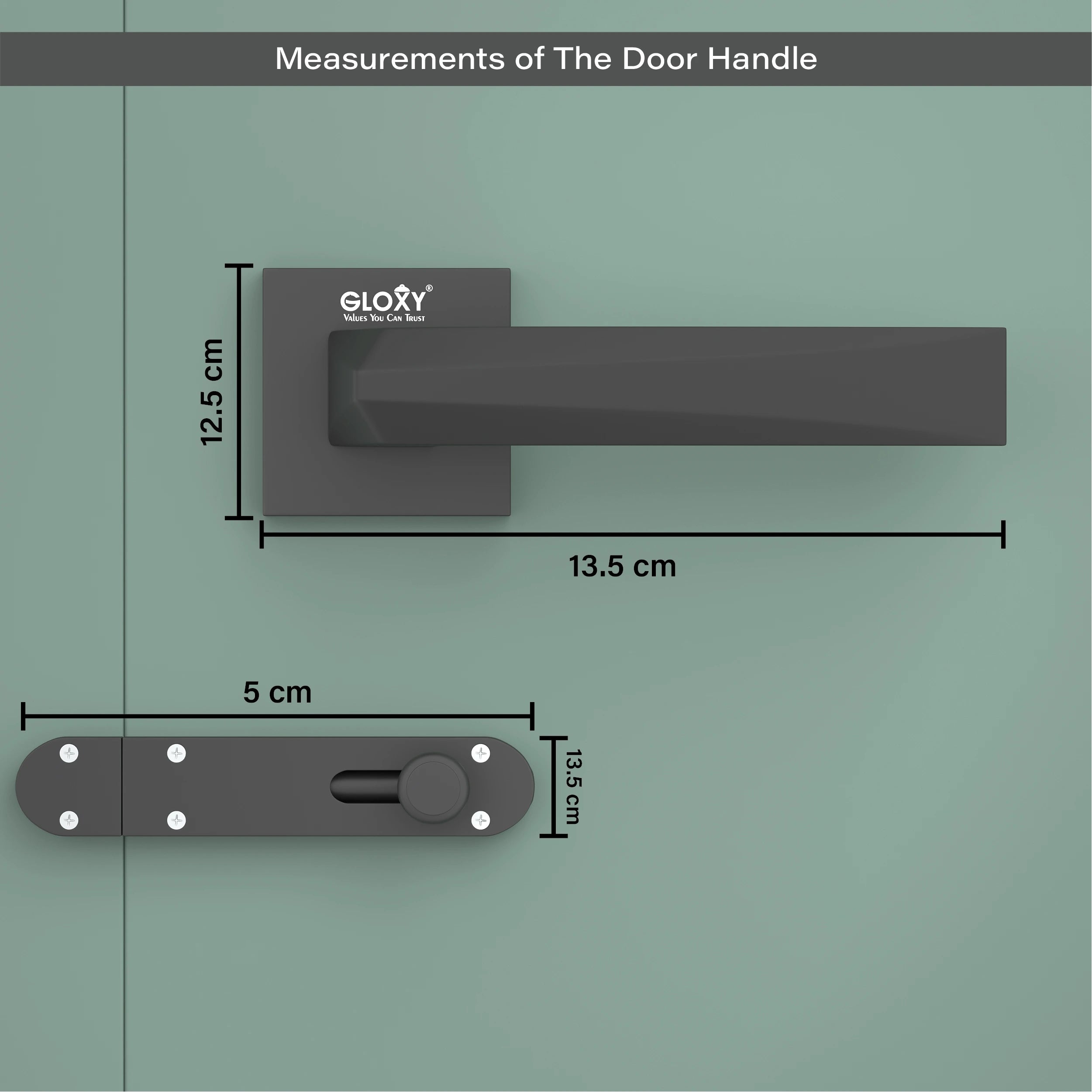 Gloxy Venlo Series Black Finish Mortise Bathroom Door Latch Lock With Handle