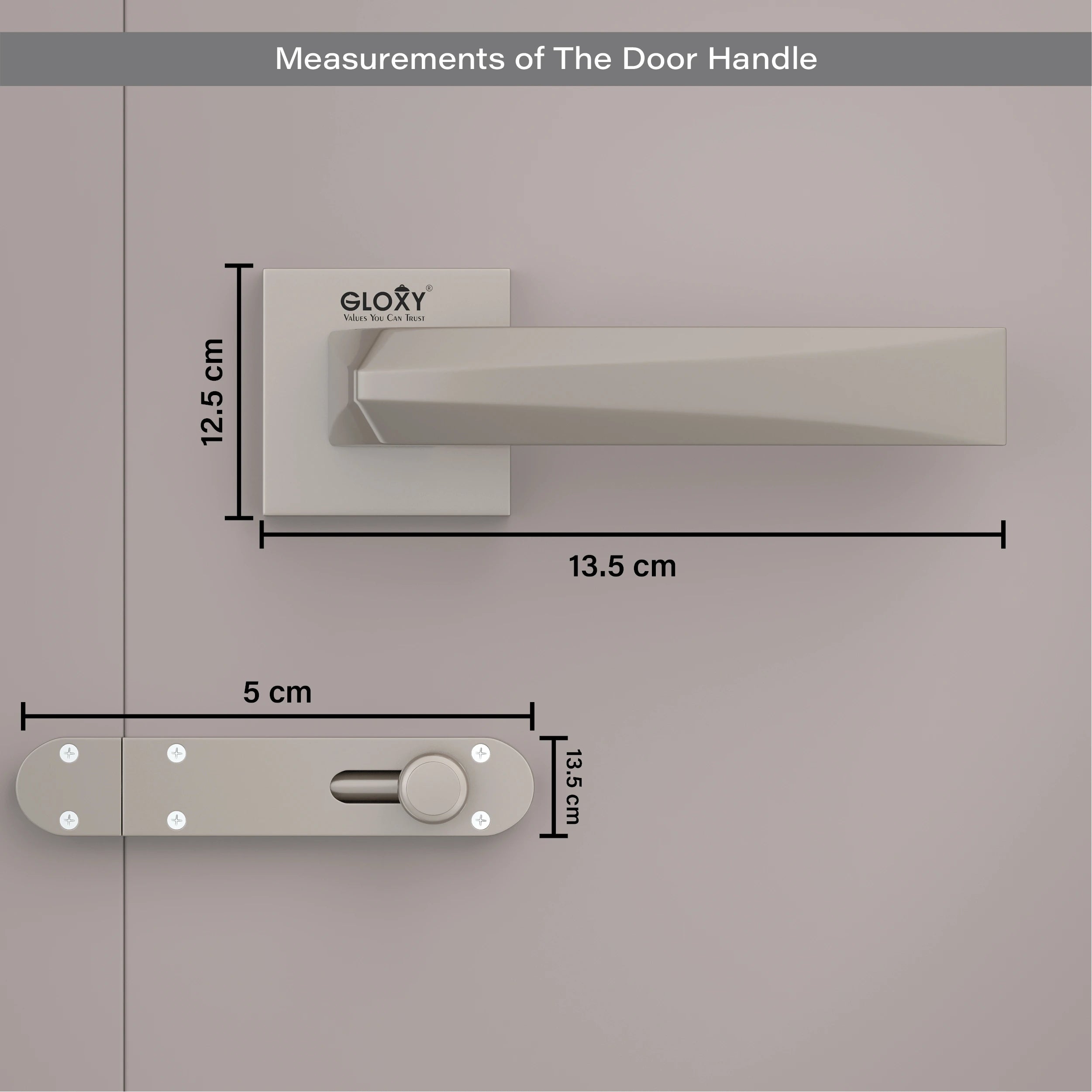 Gloxy Venlo Series Satin Chrome Finish Mortise Bathroom Door Latch Lock With Handle