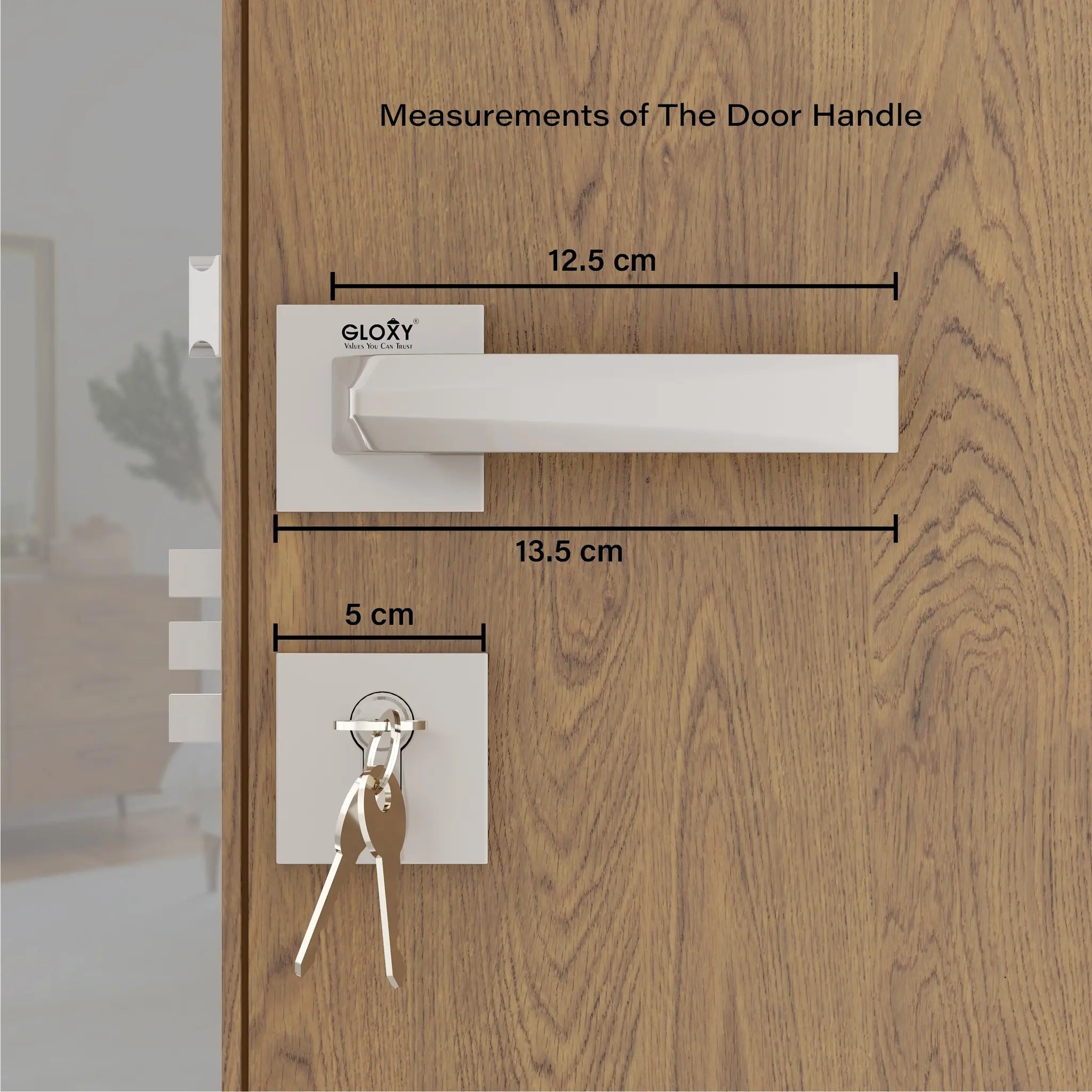 Gloxy Venlo Series Satin Chrome Finish Mortise Main Door key Lock With Handle