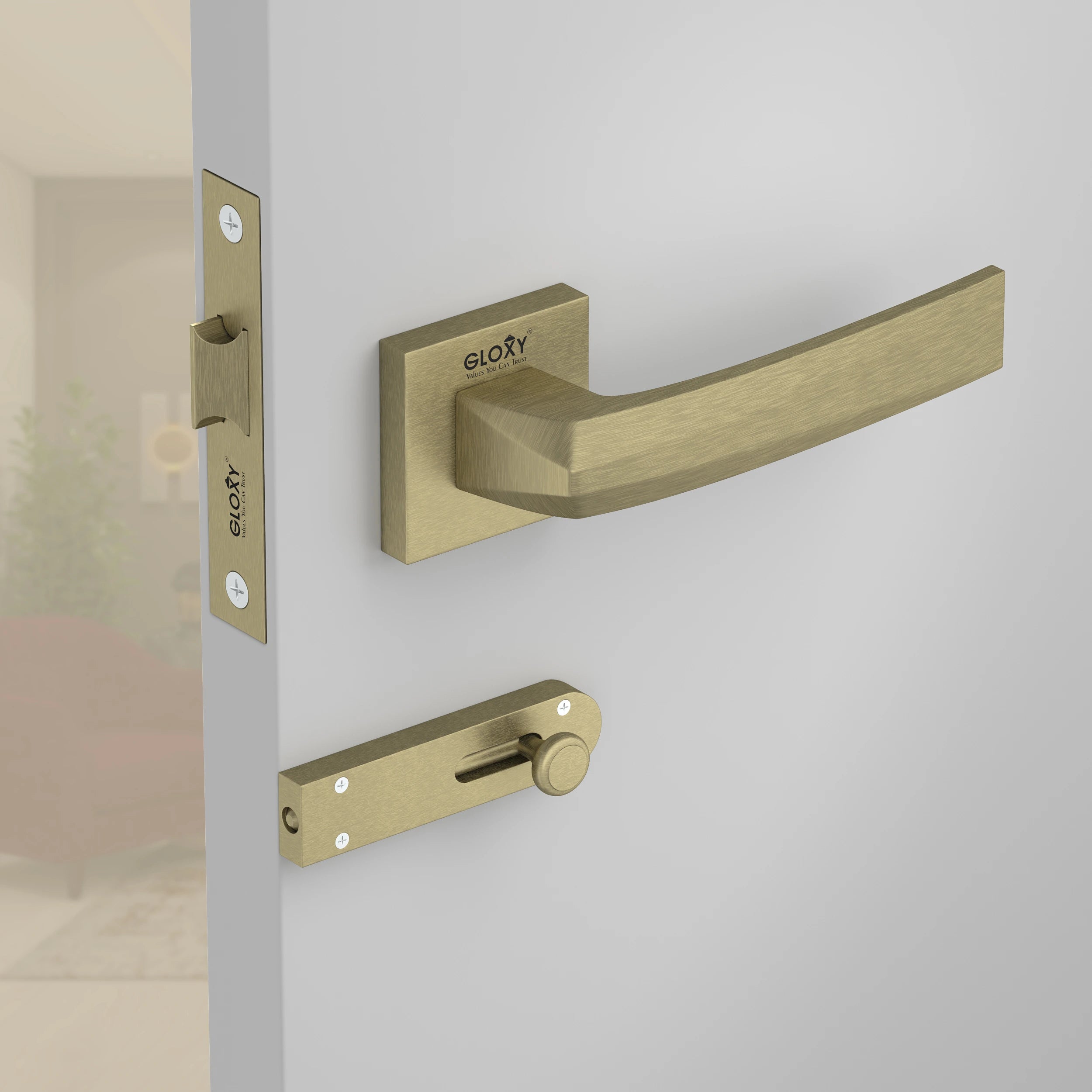 Gloxy Venlo Series Antique Finish Mortise Bathroom Door Latch Lock With Handle