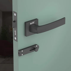 GLOXY Brass Door Lock for Balcony Store Room Door Lock, Mortise Keyless Handle Set with Brass Baby Latch for Home,Office,Hotel | Black Finish (2 Years Warranty, Pack of 1)