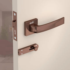 GLOXY Brass Door Lock for Balcony Store Room Door Lock, Mortise Keyless Handle Set with Brass Baby Latch for Home,Office,Hotel | Rose Gold Finish (2 Years Warranty, Pack of 1)