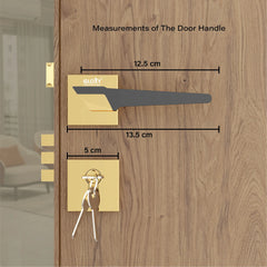Mortise Door Handles Main Door Lock Handles Set with 3 Keys for Safety of Home | Bedroom, Office, Hotel, Home(Gold)-by GLOXY®