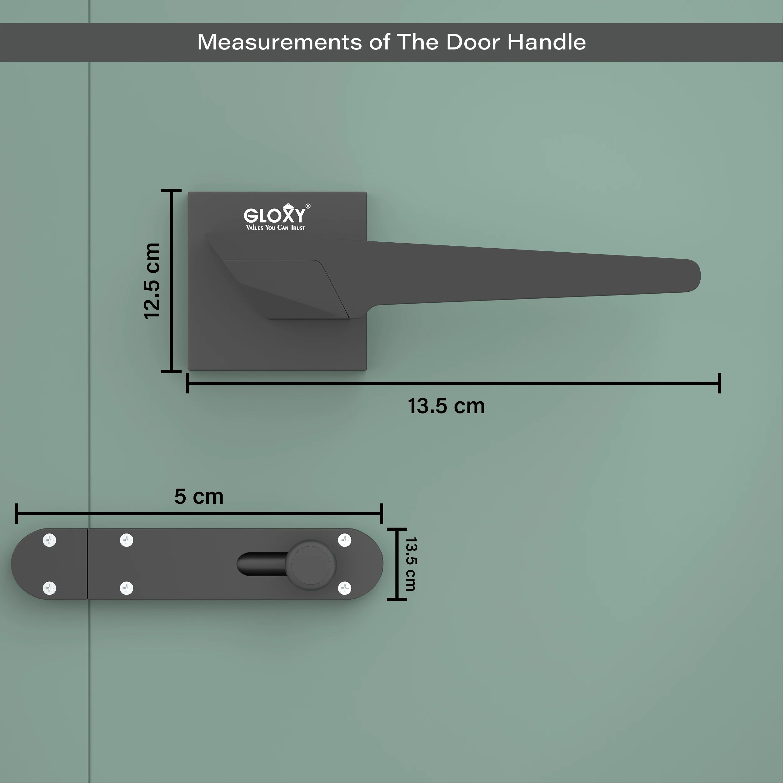 Gloxy Sento Series Black Finish Mortise Bathroom Door Latch Lock With Handle