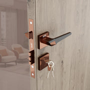 Gloxy Sento Series Rose Gold Finish Mortise Main Door key Lock With Handle