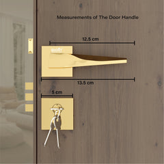 Mortise Door Handles Main Door Lock Handles Set with 3 Keys for Safety of Home | Bedroom, Office, Hotel, Home(Gold)-by GLOXY®