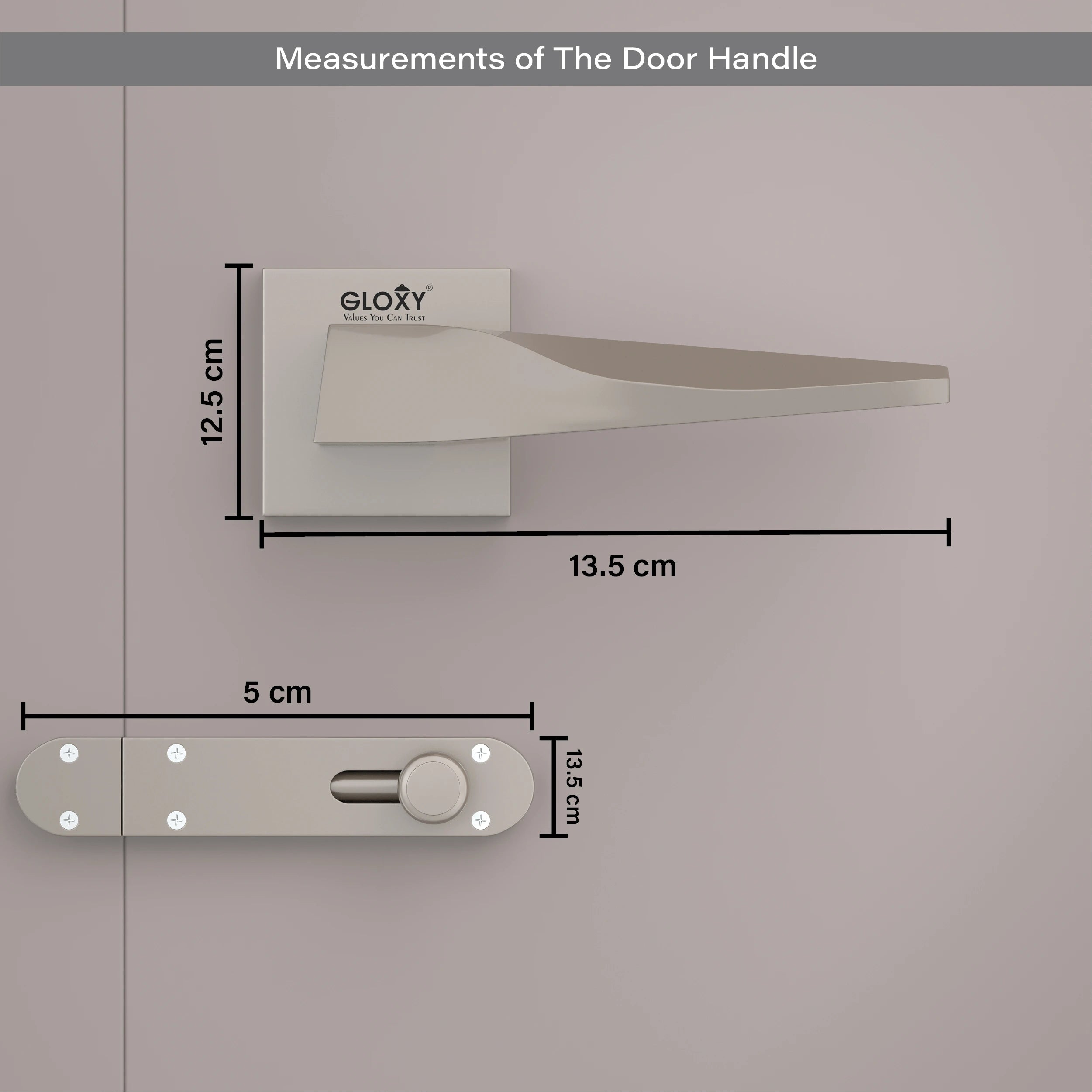 Gloxy Oxlar Series Satin Chrome Finish Mortise Bathroom Door Latch Lock With Handle