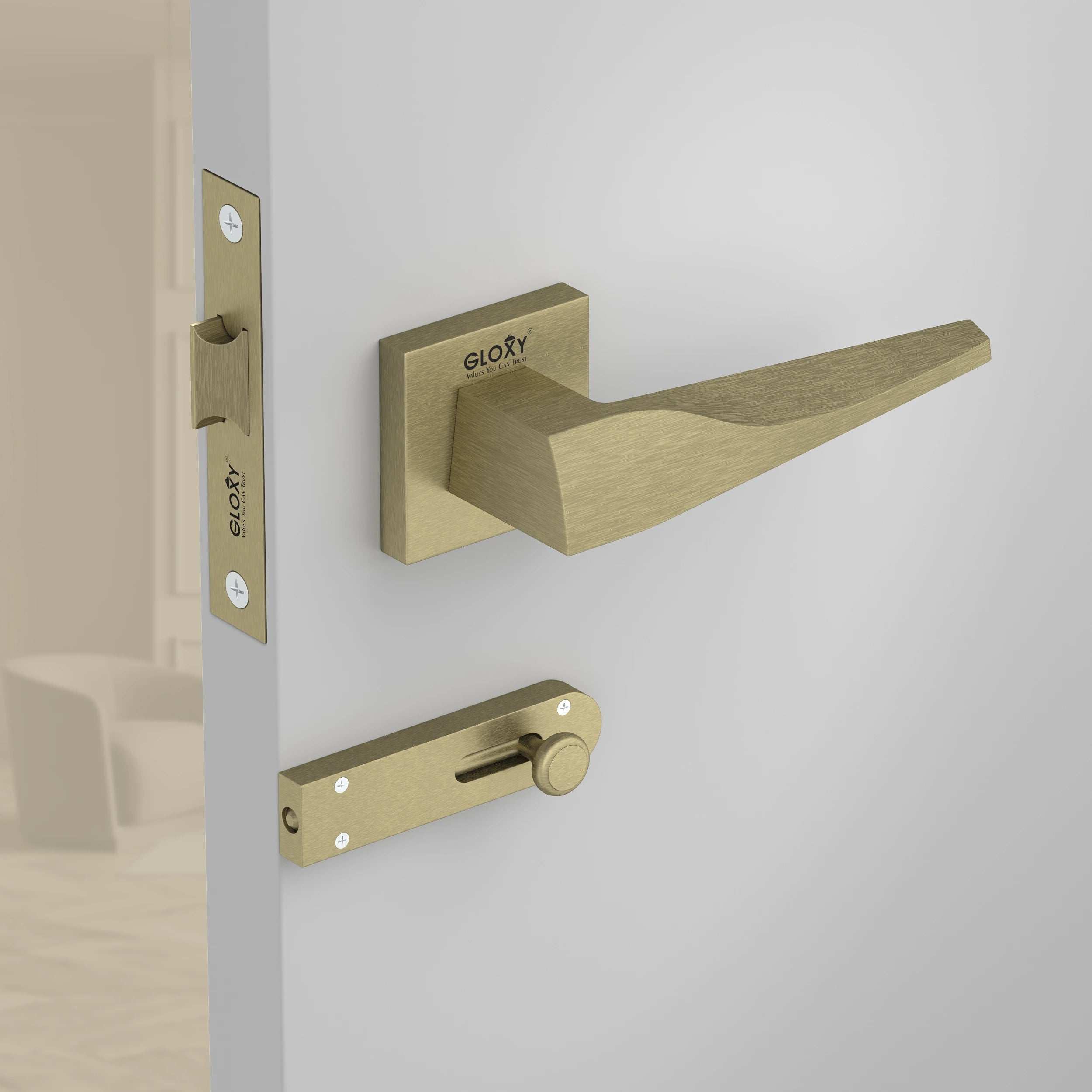 Gloxy Oxlar Series Antique Finish Mortise Bathroom Door Latch Lock With Handle