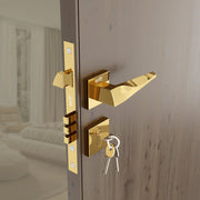 Gloxy Oxlar Series Gold Finish Mortise Main Door key Lock With Handle