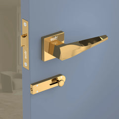 GLOXY Brass Door Lock for Balcony Store Room Door Lock, Mortise Keyless Handle Set with Brass Baby Latch for Home,Office,Hotel | Rose Gold Finish (2 Years Warranty, Pack of 1)