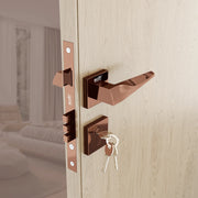 Gloxy Oxlar Series Rose Gold Finish Mortise Main Door key Lock With Handle