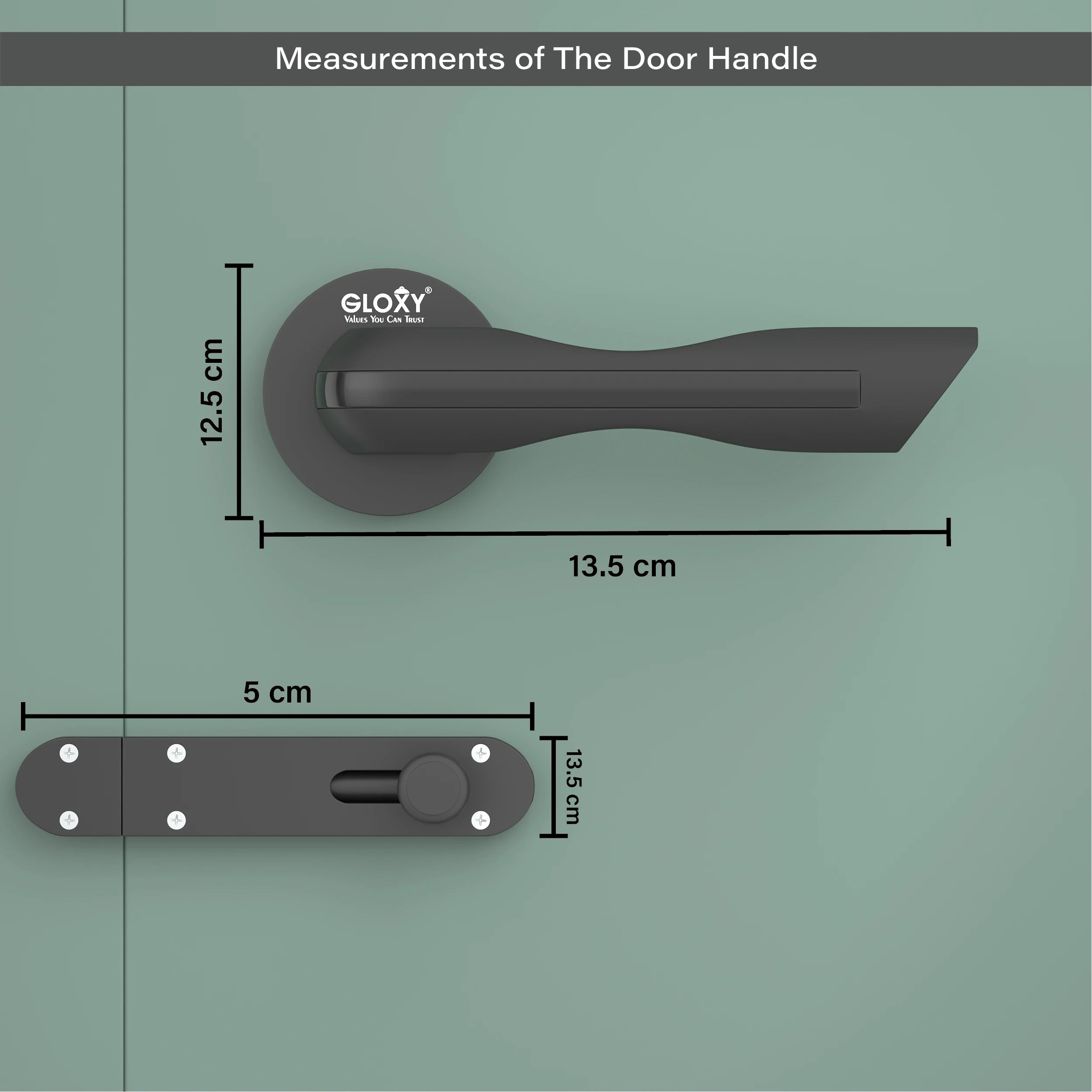 Gloxy Cavin Series Black Finish Mortise Bathroom Door Latch Lock With Handle