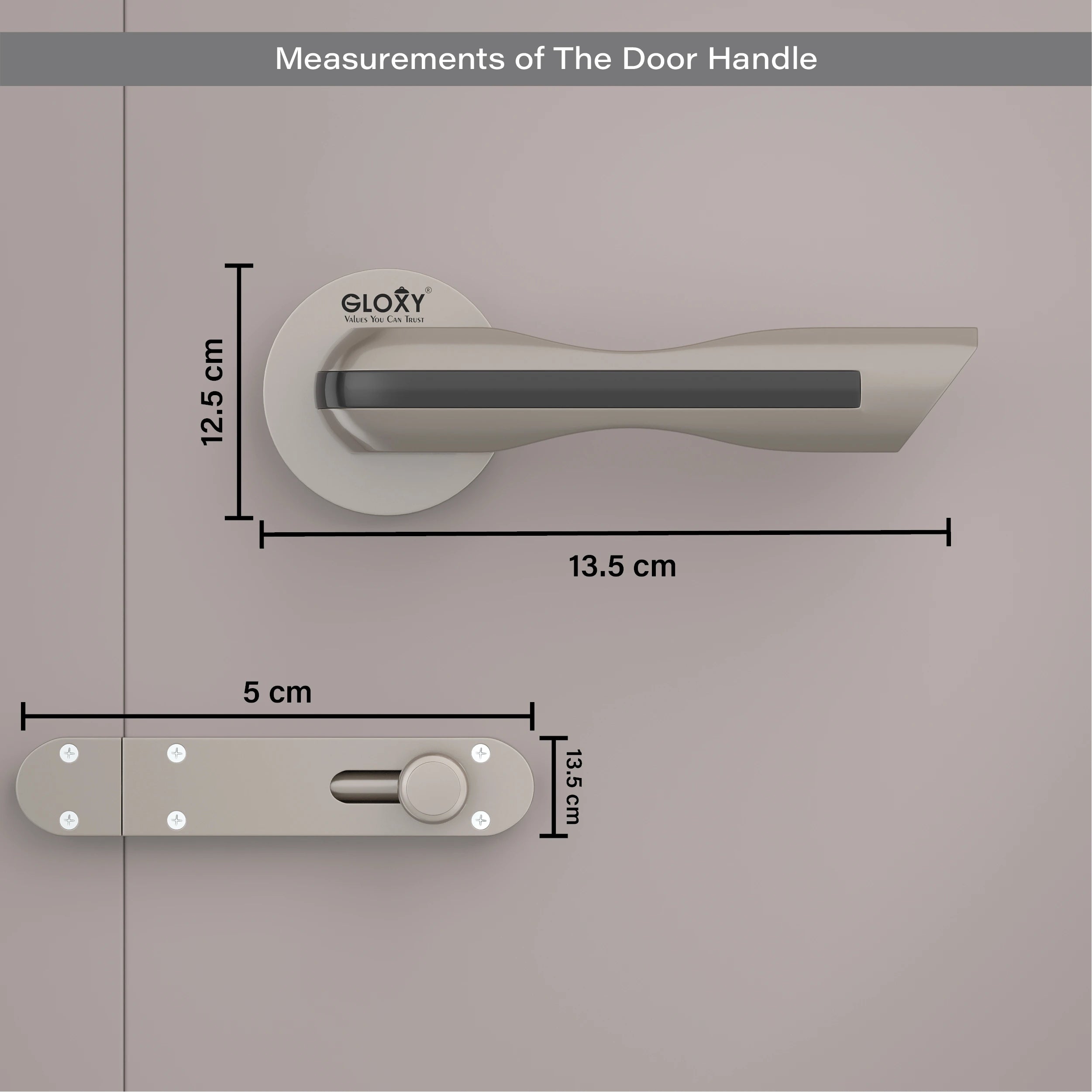 Gloxy Cavin Series Satin Chrome Finish Mortise Bathroom Door Latch Lock With Handle