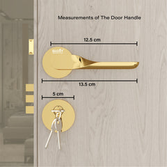 Mortise Door Handles Main Door Lock Handles Set with 3 Keys for Safety of Home | Bedroom, Office, Hotel, Home(Gold)-by GLOXY®