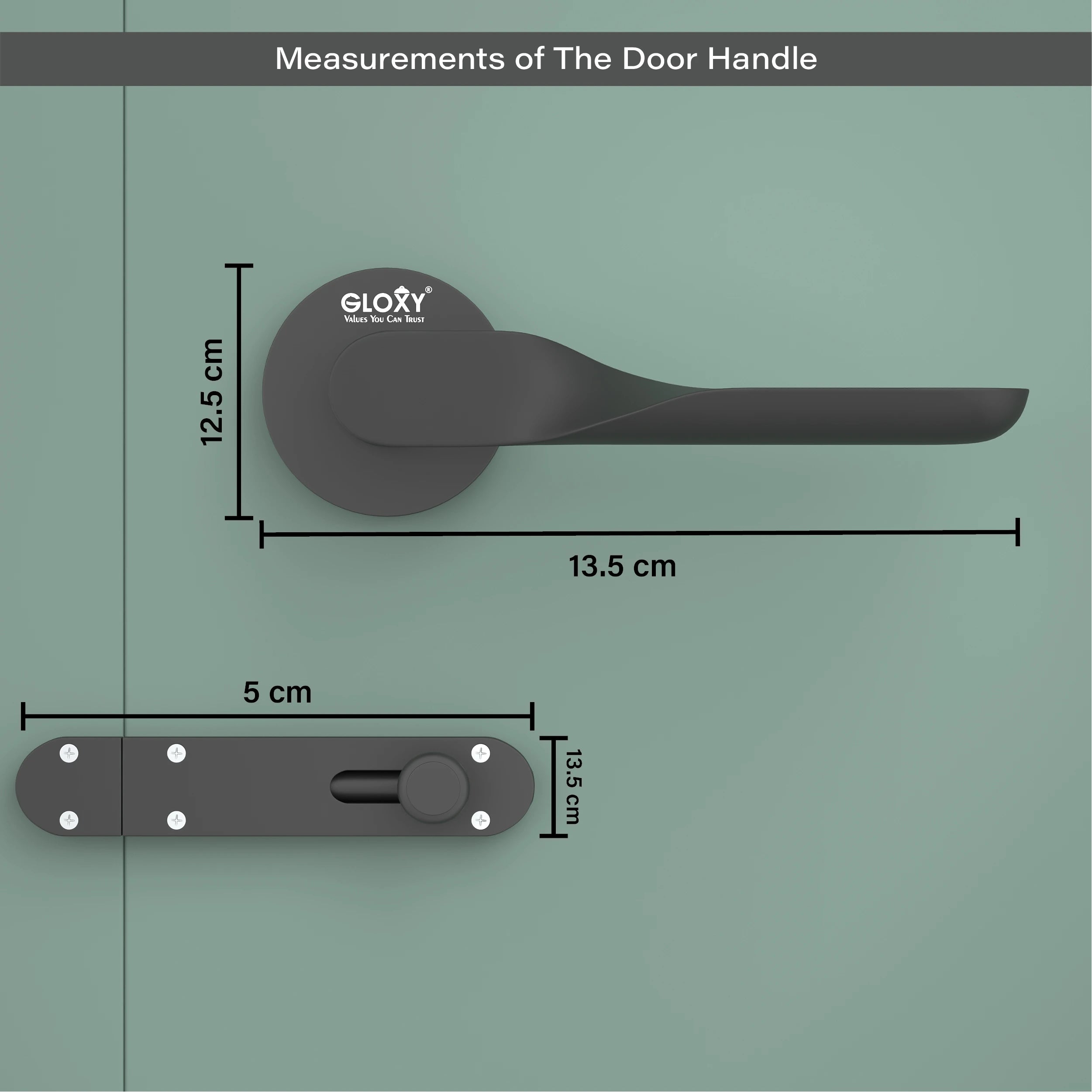 Gloxy Revok Series Black Finish Mortise Bathroom Door Latch Lock With Handle