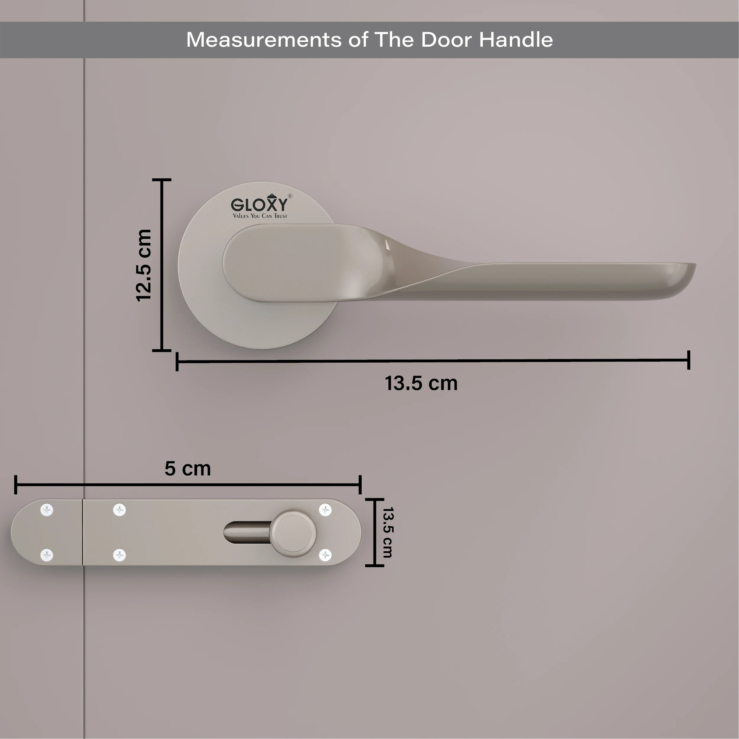 Gloxy Revok Series Satin Chrome Finish Mortise Bathroom Door Latch Lock With Handle