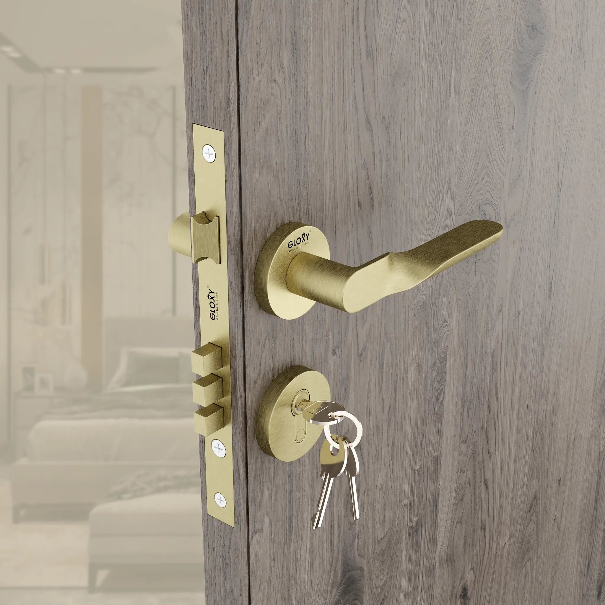 Gloxy Revok Series Antique Finish Mortise Main Door key Lock With Handle