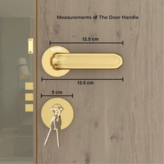Mortise Door Handles Main Door Lock Handles Set with 3 Keys for Safety of H0ome | Bedroom, Office, Hotel, Home(Gold)-by GLOXY®