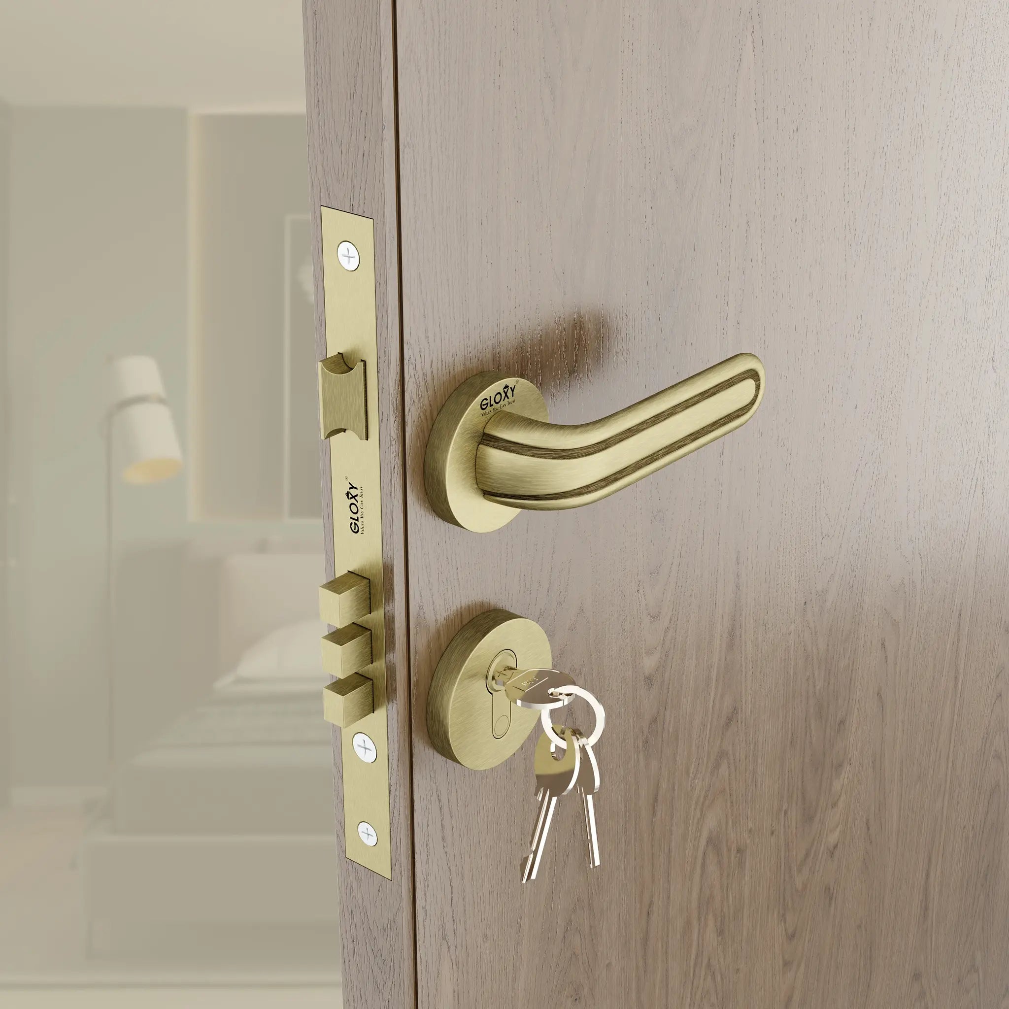 Gloxy Tavin Series Antique Finish Mortise Main Door key Lock With Handle