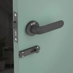 GLOXY Brass Door Lock for Balcony Store Room Door Lock, Mortise Keyless Handle Set with Brass Baby Latch for Home,Office,Hotel | Black Finish (2 Years Warranty, Pack of 1)