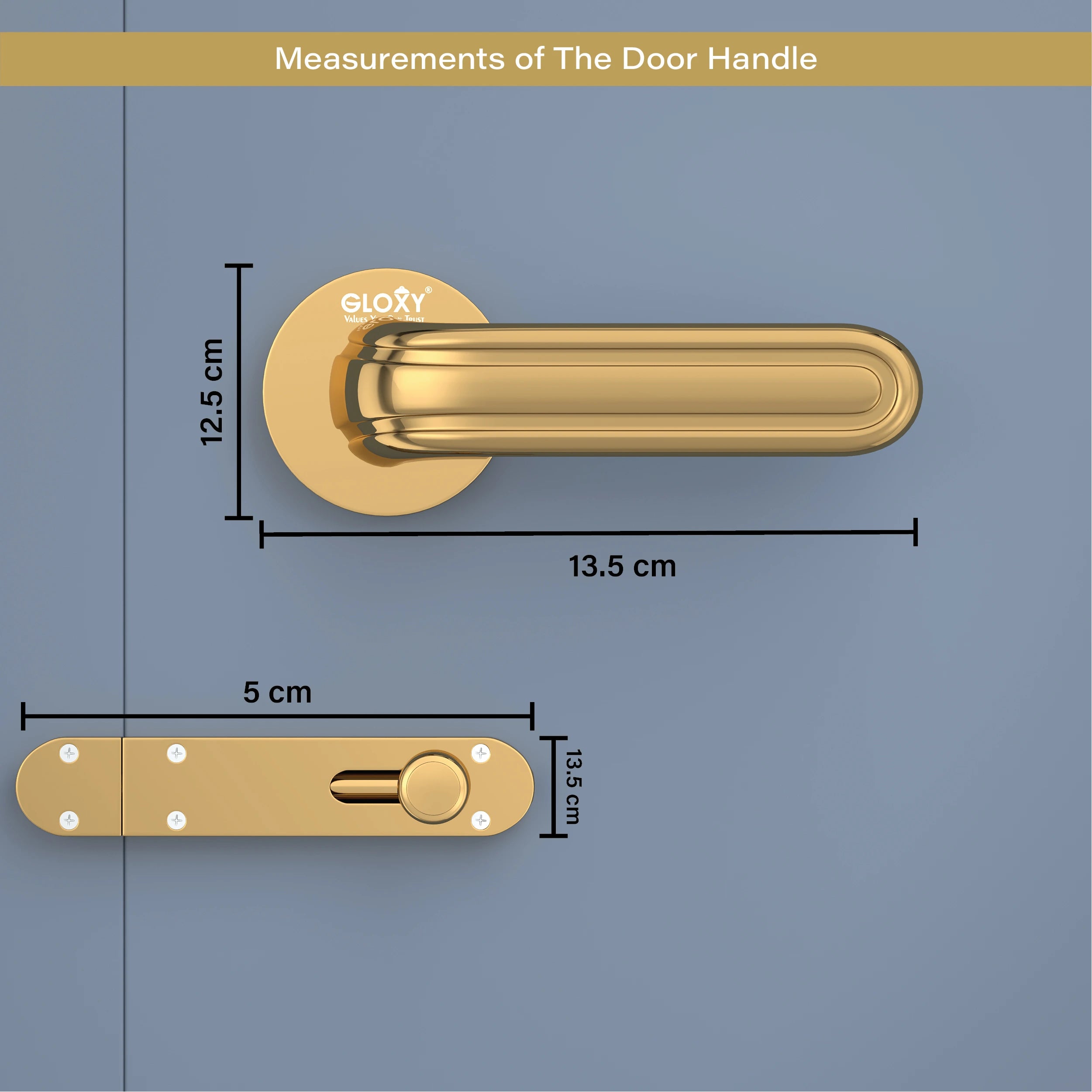 Gloxy Tavin Series Gold Finish Mortise Bathroom Door Latch Lock With Handle