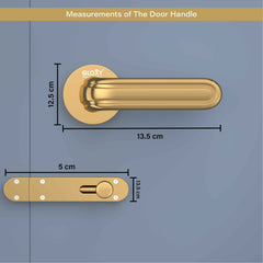 GLOXY Brass Door Lock for Balcony Store Room Door Lock, Mortise Keyless Handle Set with Brass Baby Latch for Home,Office,Hotel | Gold Finish (2 Years Warranty, Pack of 1)