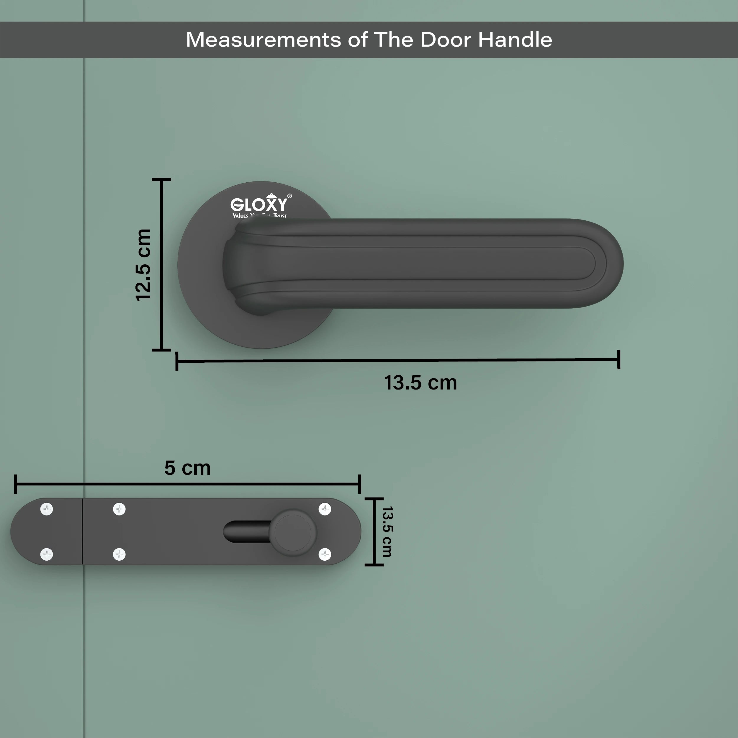 Gloxy Tavin Series Black Finish Mortise Bathroom Door Latch Lock With Handle