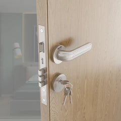 Mortise Door Handles Main Door Lock Handles Set with 3 Keys for Safety of Home | Bedroom, Office, Hotel, Home(Satin Chrome)-by GLOXY®