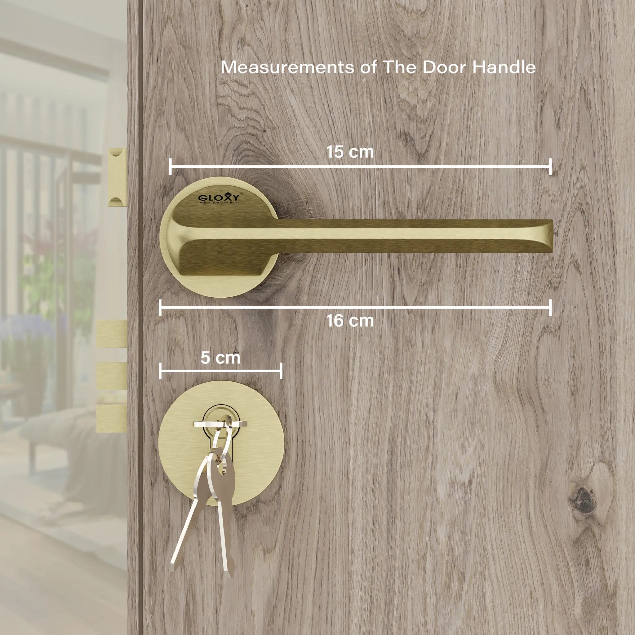 Mortise Door Handles Main Door Lock Handles Set with 3 Keys for Safety of Home | Bedroom, Office, Hotel, Home(Satin Chrome)-by GLOXY®