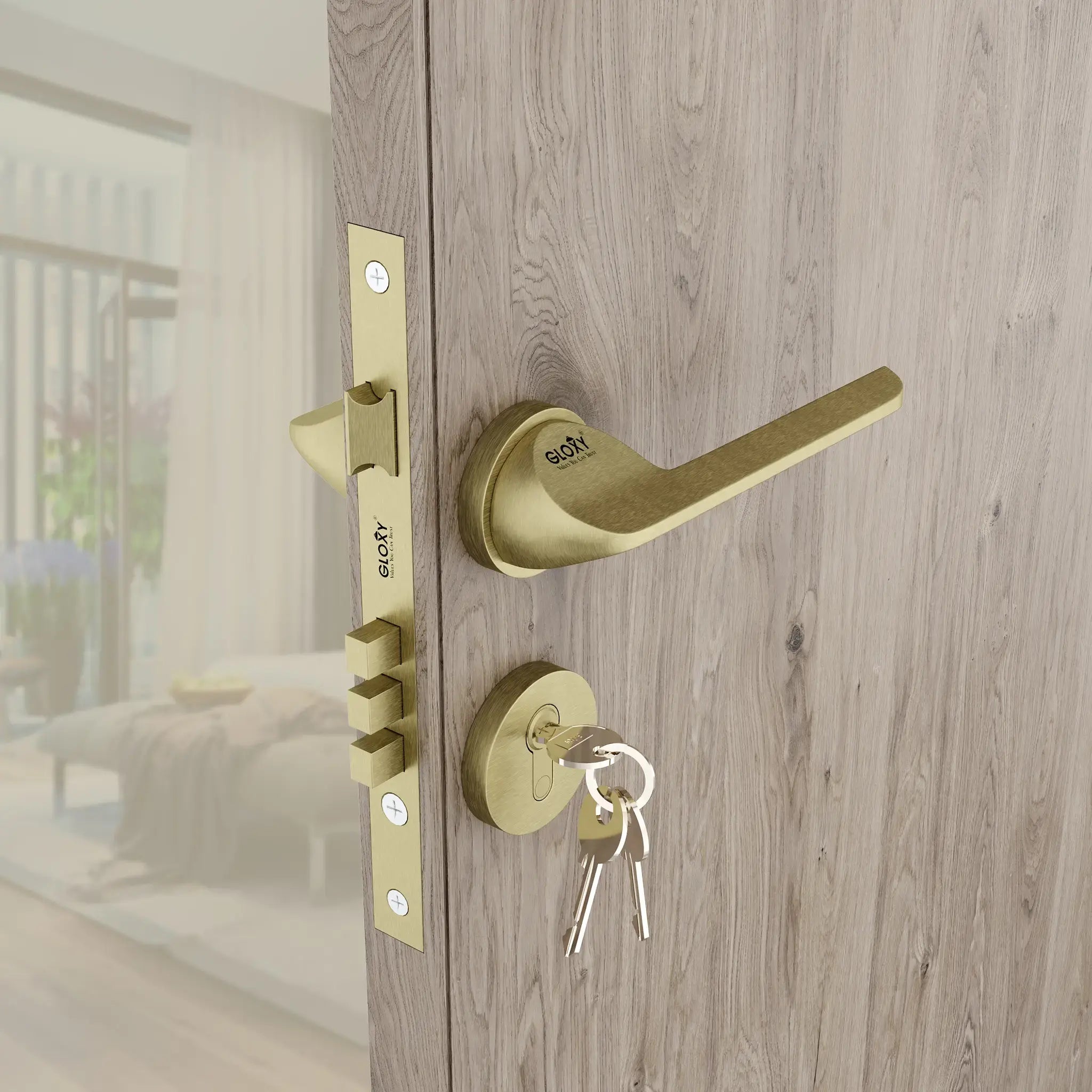 Gloxy Garnik Series Antique Finish Mortise Main Door key Lock With Handle