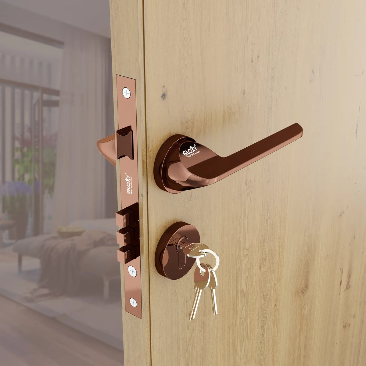 Mortise Door Handles Main Door Lock Handles Set with 3 Keys for Safety of Home | Bedroom, Office, Hotel, Home(Antique)-by GLOXY®