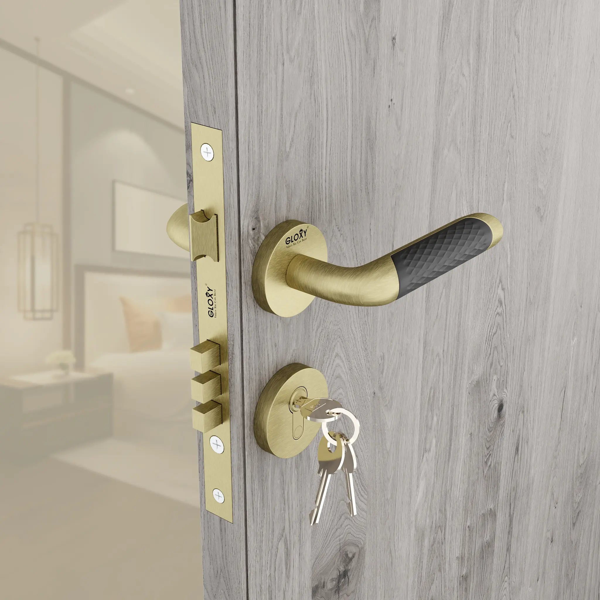 Gloxy Velto Series Antique Finish Mortise Main Door key Lock With Handle