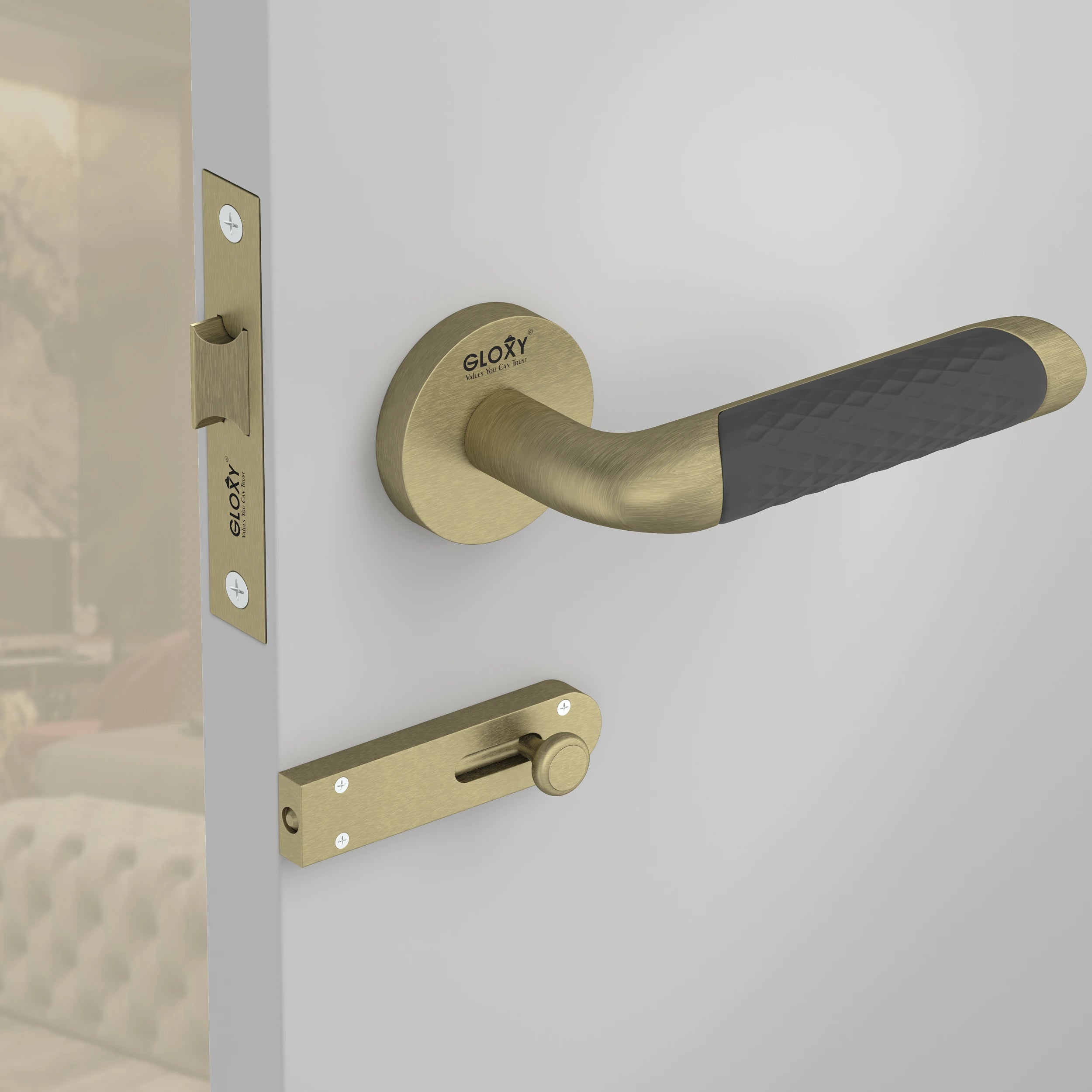 Gloxy Velto Series Antique Finish Mortise Bathroom Door Latch Lock With Handle
