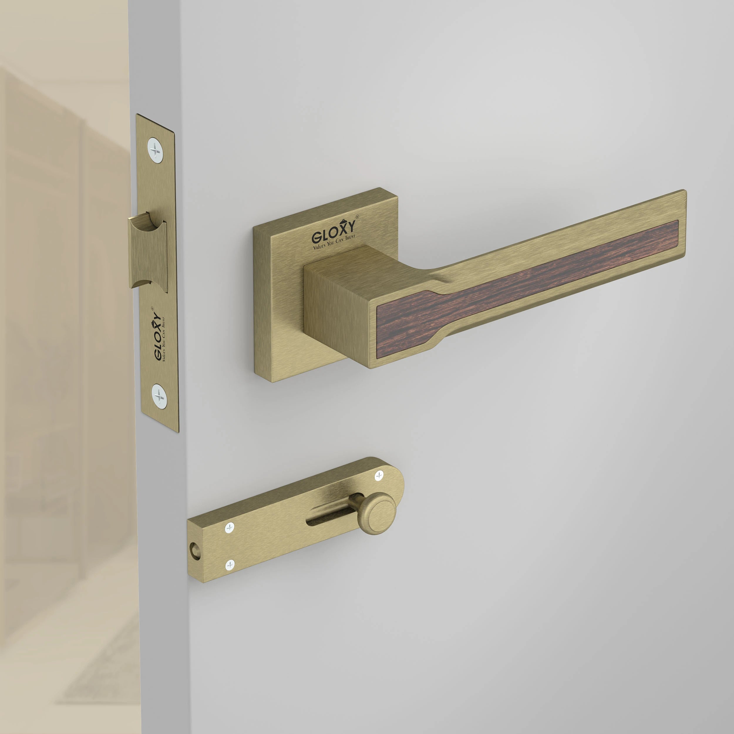 Gloxy Torin Series Antique Finish Mortise Bathroom Door Latch Lock With Handle