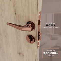 Mortise Door Handles Main Door Lock Handles Set with 3 Keys for Safety of Home | Bedroom, Office, Hotel, Home(Rose Gold)-by GLOXY®