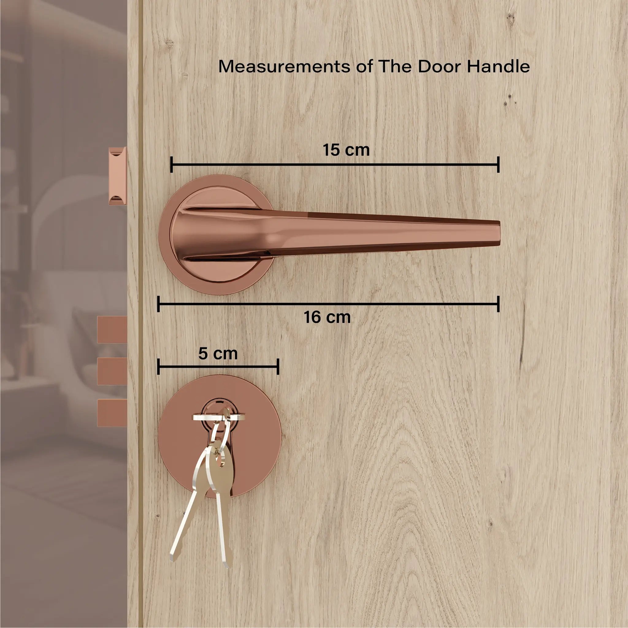 Mortise Door Handles Main Door Lock Handles Set with 3 Keys for Safety of Home | Bedroom, Office, Hotel, Home(Rose Gold)-by GLOXY®