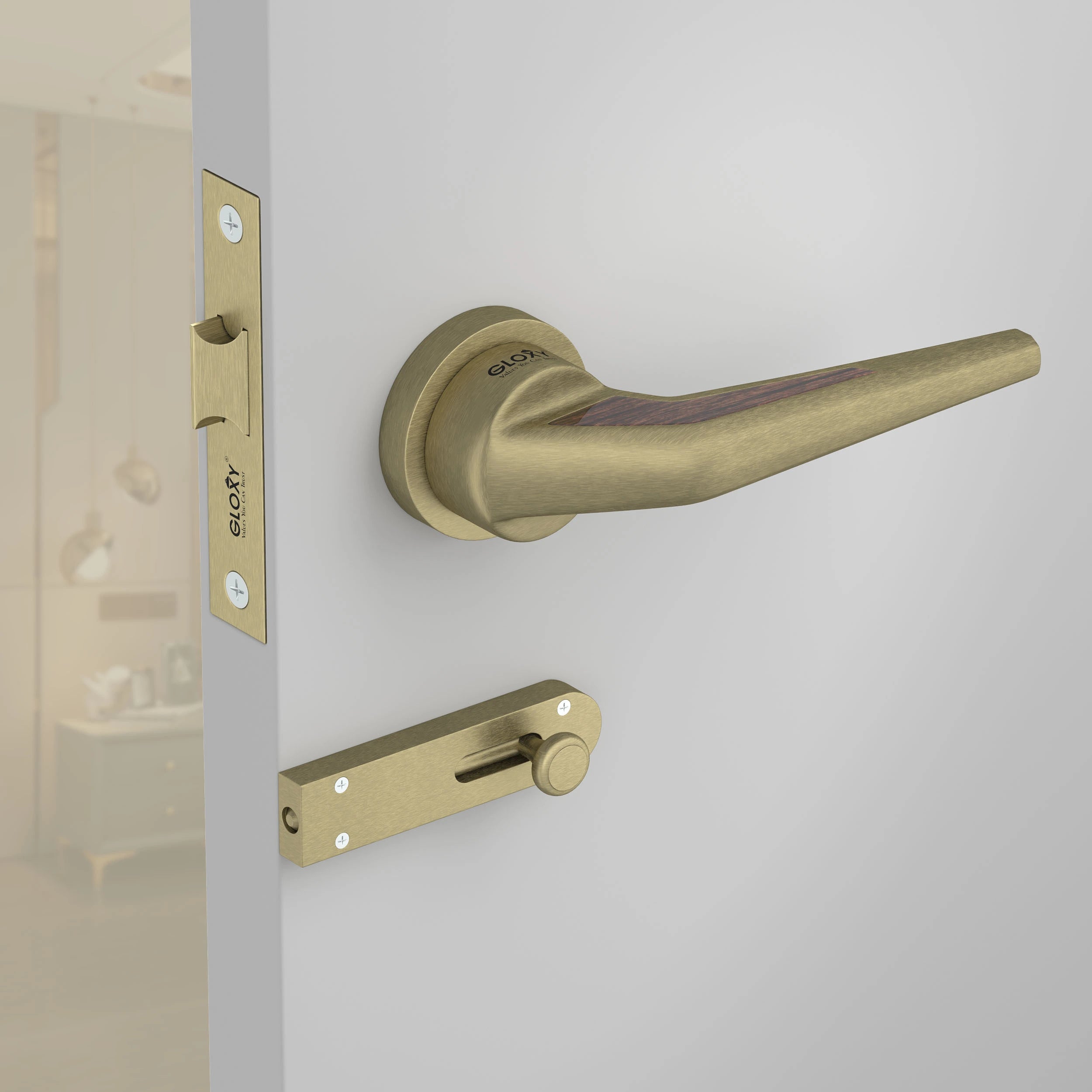 Gloxy Navior Series Antique Finish Mortise Bathroom Door Latch Lock With Handle
